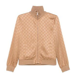 Gucci Brown Monogram Zip-Up Jacket